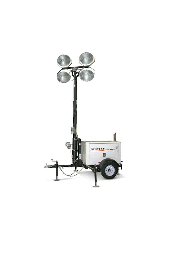 Towable Light Tower with 6kW Generator, 4,200W, 9 Meter. Vertical Mast, Diesel Powered